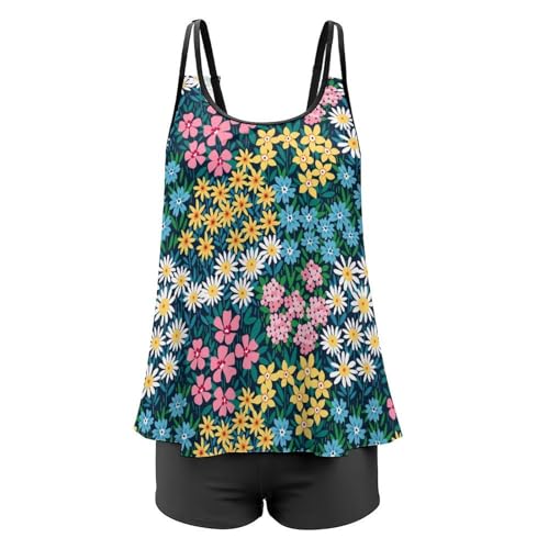 Robe de plage tankini fleurs de couleur résout le complexe du bikini classique - 4