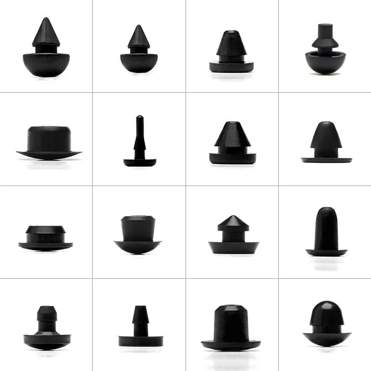 tapón de goma tapones de silicona en forma de T, Tapón de silicona for orificios, tapón de goma, tapón en T cónico, negro, 50 unidades(Black 50 Pcs,FC-463)