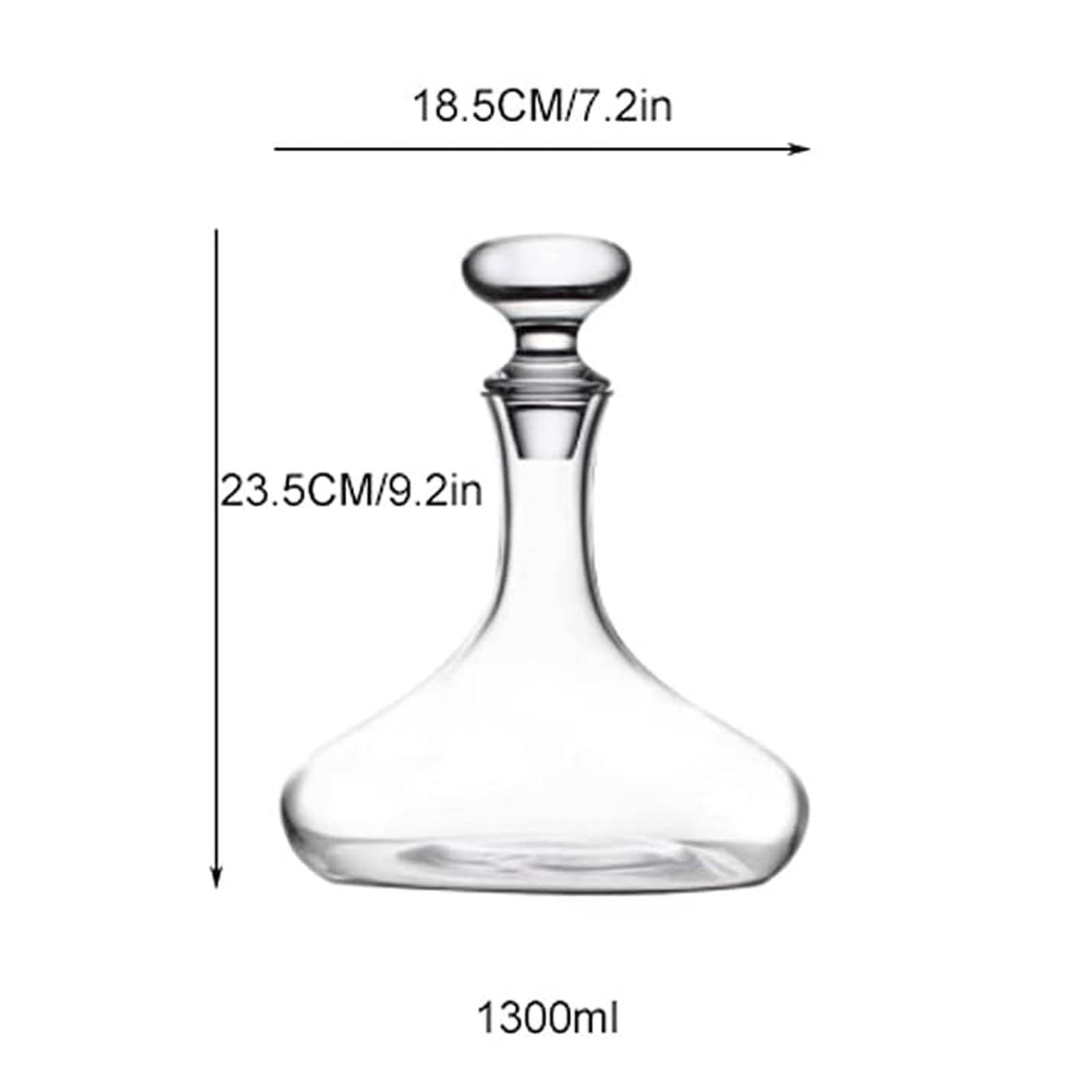 Carafe à vin Rouge de 1300ML, Carafe créative en Verre de Cristal avec Couvercle, Distributeur de vin Domestique, Accessoire d'aérateur de vin pour Les Amateurs de vin Aérateur