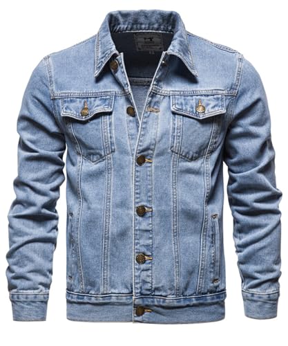 Btmpmcs Herren Classics Jeansjacke Vintage Denim Trucker Jacket Gewaschener Cowboy Übergangsjacke Baumwolle Denim Jacke für Frühling und Herbst Western Motorrad Biker Jeans Mantel Outerwear