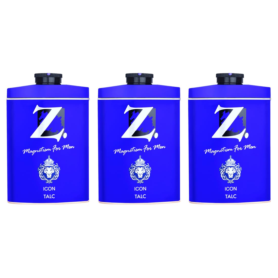 Z magnetism for men Icon Talc, 100 G X 3, Spicy & Bold Fragrance, Premium Perfumed Talcum Powder for Men, Prevents Odor, Smooth Texture, Long Lasting Freshness, Ideal for All Skin Types (Pack of 3)