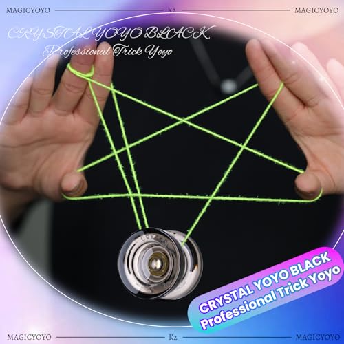 Image of MagicYoyo K2 Crystal 2 Pack, Professional Responsive Yoyo for Kids + 12 Strings + Bearing + Case (Gradient + Black) | Dual Purpose Yo yo with Unresponsive Bearing for Advanced +12 Yo-yo Strings+2 Holes Case(Gradient+Black)