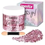 Teenitor Pink Body Glitter, Chunky Face Glitter, Hair Glitter Gel, 80g/2.8oz Pink Festival Cheer Holographic Glitter for Makeup Face Body Hair