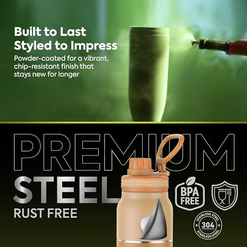 Image of Go24 pexpo Flask 740ml ISI Certified Stainless Steel Water Bottle with Sipper Cap | 3 Layer Insulation | 2-Year Warranty | for Home, Office, Gym, Travelling | BPA Free |Austin | Mustard Yellow