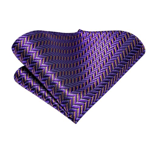Image of Dubulle Mens Paisley Floral Silk Tie for Men Striped Necktie and Pocket Square Cufflinks Set Wedding Business