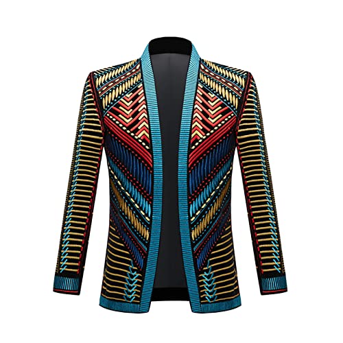 Men's Blazer Jackets Embroidered Wedding Blazer Singer Stage Performance Clothing Retro Top Jacket for Prom Party