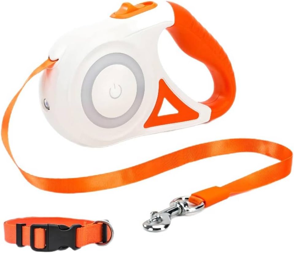 Pet Retractable Dog Belt, Dog Leash, 10 / 16 Foot Elastic Rope, one Hand Brake, Lock, with RGB Breathing Light and searchlight (10ft+Vest(L), Purple) : Pet Supplies