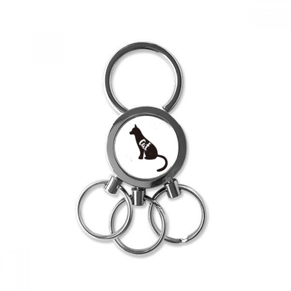 Porte-clés animal en métal blanc chat noir multicolore résistant 7cm