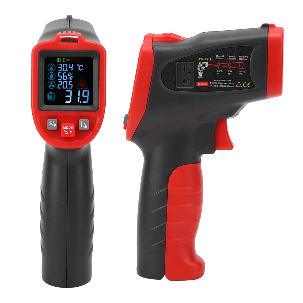 WT323D Berührungsloses Infrarot-Thermometer mit Farb-LCD-Display – Temperaturbereich -50 bis 850 Grad Celsius und -58 bis 1562 Grad Fahrenheit – einstellbarer Emissionsgrad und