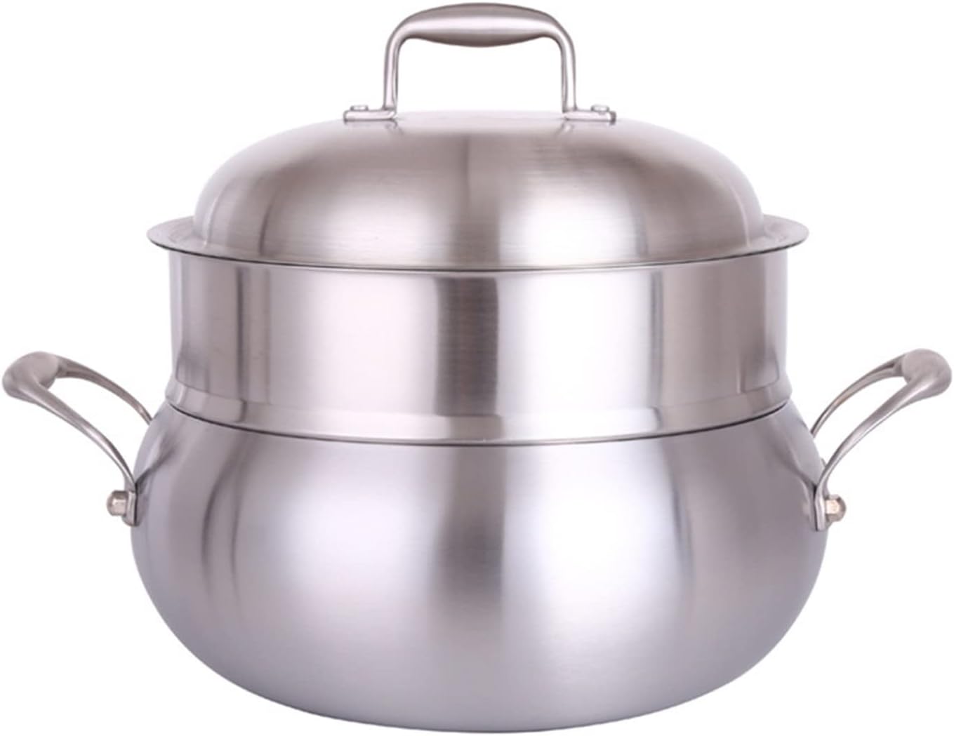 蒸し器 ステンレス蒸し器 両耳スープ鍋 三層蒸し器 蒸し器・せいろ (色 : Silver, Size : 24cm)