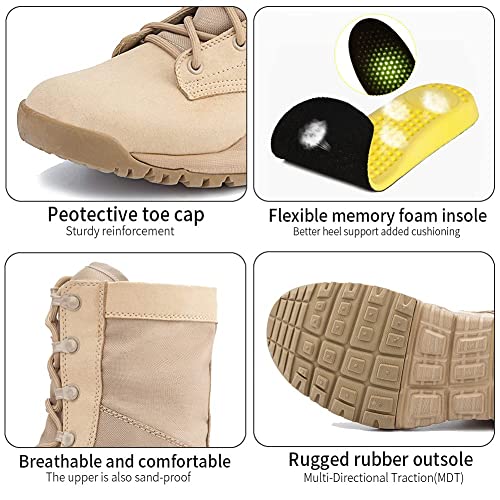 8" Men's Military Tactical Boot Lightweight Breathable Work Boots Outdoor Hiking Combat Jungle Desert Boots3