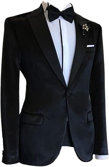 PJ PAUL JONES Herenblazer van fluweel, 2 knopen, effen, smalle pasvorm, kostuumjas voor diner, eindexamenfeest, bruiloft, wijn, M