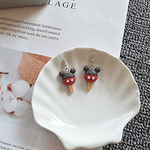Mouse Ice Cream Dangle Earrings for Women Resin Sweet Chocolate Ice Cream Drop Hook Earrings Hoops Statement Studs Cute Christmas Ear Jewelry Gifts3