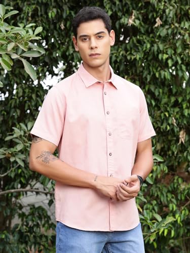 Image of Thomas Scott Men's | Solid | Half Sleeve | Regular Fit | Premium Irish Linen | Spread Collar | Casual Shirt