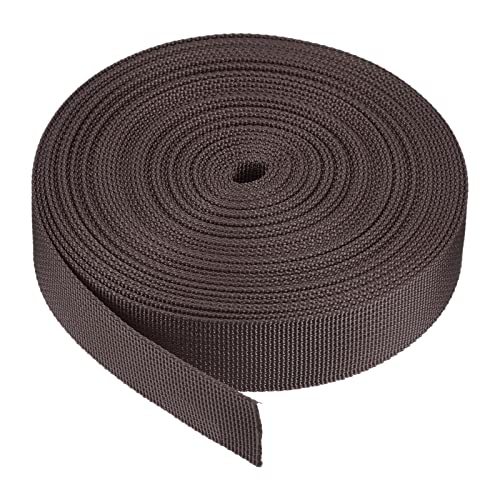 Image of MECCANIXITY Flat Nylon Webbing Strap 1 Inch 10 Yards Brown for Backpack, Luggage-rack