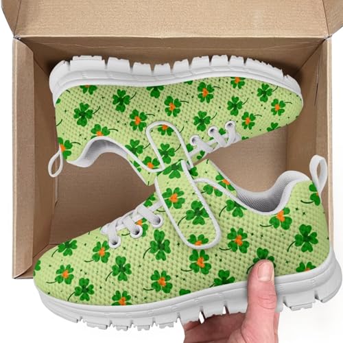 St Patrick's Day Running Shoes Plants Pattern Boys Girls Sneakers with Single Buckle Soft Lightweight Footwear for Play Casual and Everyday Use4