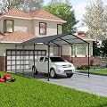 Roomfitters Metal Carport 10 x 15 FT Heavy Duty with Galvanized Steel Roof, Metal Garage Canopy and Frame, Outdoor Storage Shed for Vehicle Protection, Gray