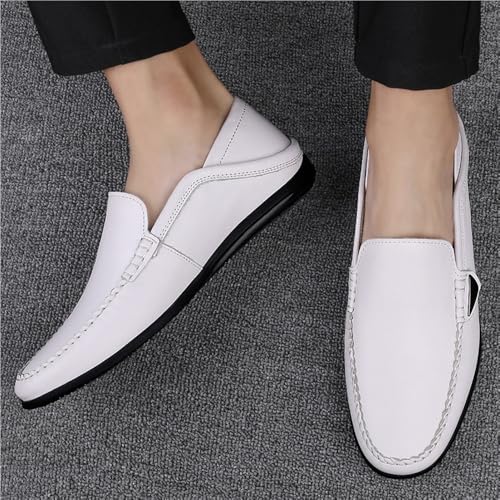 Loafers for Men Simple Moccasins Shoes Leather Flexible Flat Heel Wedding Slip On3