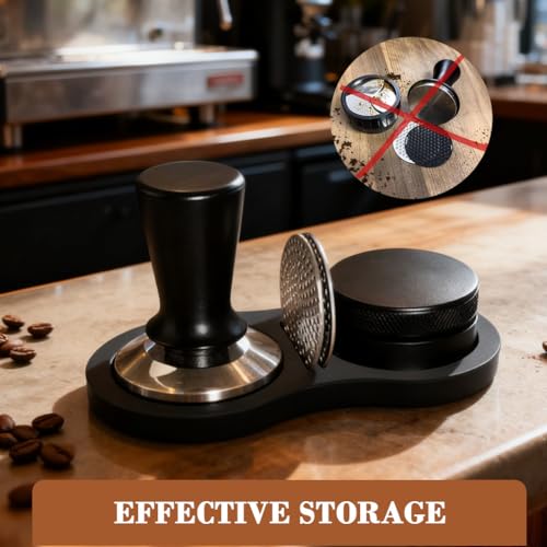 Image of Supvox Coffee Tamper Storage Stand 2 in 1 Silicone Base for 51-58mm Tamper & Distribution Tool, Silicone Organizer Dock Organizer, Espresso Coffee Machine Tools