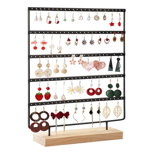 RUINENGDA RUIBEIKE Porte-Boucles d'Oreilles 120 Emplacements – Support en Bois et Métal Peint...