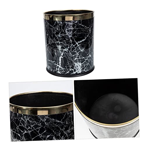 Caneca de basura rectangular de mármol negro PRETYZOOM miniatura 6