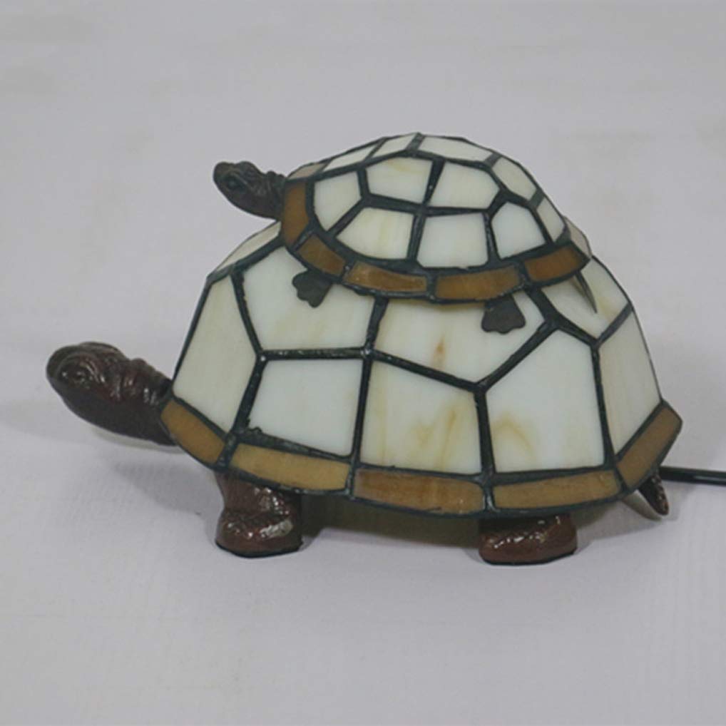 LANMOU Europäische Schildkröte Tischlampe Tiffany Lampe Schlafzimmer Dekoration Ornamente Kleine Schreibtischlampe Energiesparende Nachtlicht Kinderleuchte E14,Gelb
