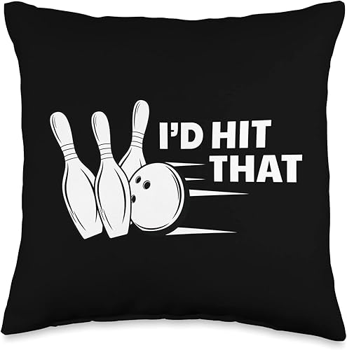 Bowling Skittles Pin Bowling Pins Bowler Apparel I D Hit Pin Skittles Bowling Club - Almohada de 16 x 16 pulgadas, multicolor