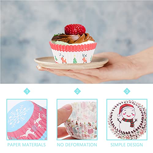 Hemoton 500 peças de forros de cupcake de Natal, floco de neve, boneco de neve, Papai Noel, forros d