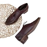 Gatza Oxford Georgia feminino | Sapatos elegantes de couro com cadarço com palmilha acolchoada e salto de 3,5 cm, Borgonha, 33