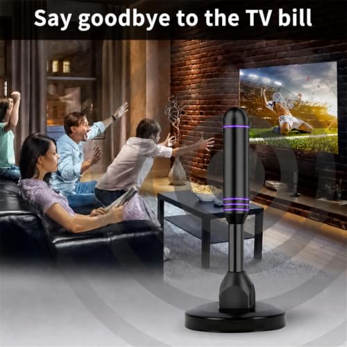 Image of Indoor TV Antenna with 2 Signal Boosters & 32FT Cable - Digital Antenna for Smart TV, Magnetic Base, Supports 4K 1080p - Dual Amplifiers for Long Range Reception of Local Channels(Purple)