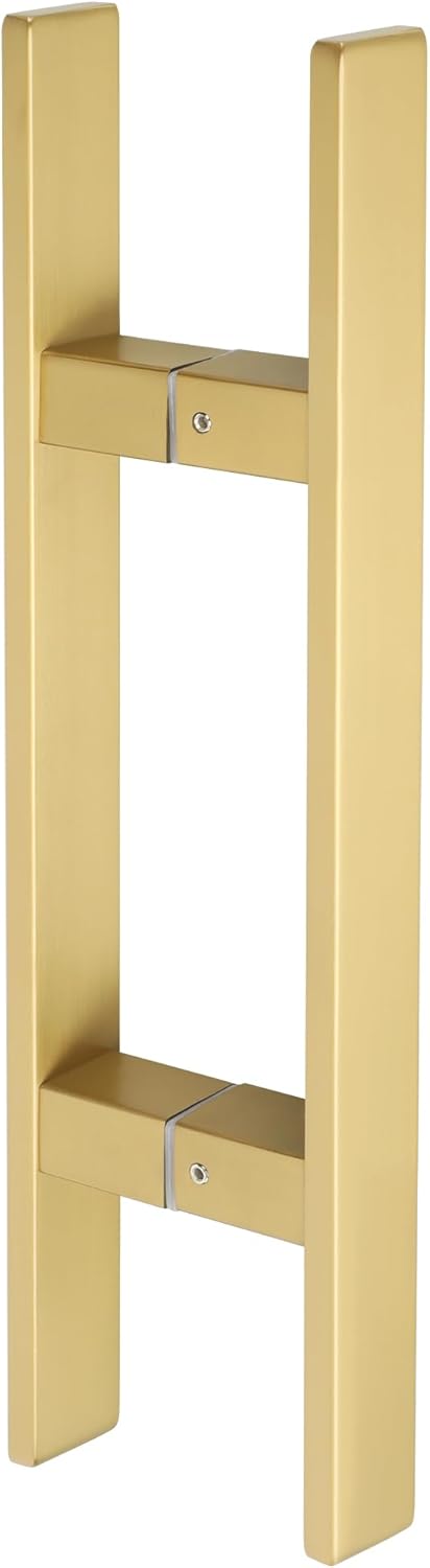 Alise 16" Glass Shower Door Handle, Sliding Shower Door Handles, Square Back to Back Handle Bar for Shower Doors,SUS304 Stainless Steel Shower Door Replacement Parts,Gold Finish,LS6040F-G