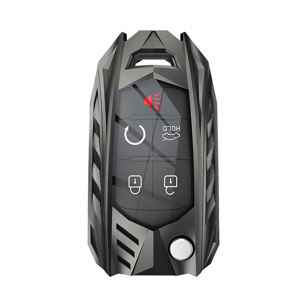 AutekFor Buick Flip Key Fob Cover Case Metal Protector for Chevy Equinox Camaro Cruze Malibu Sonic Volt Park Impala with Keychain, Grey, L