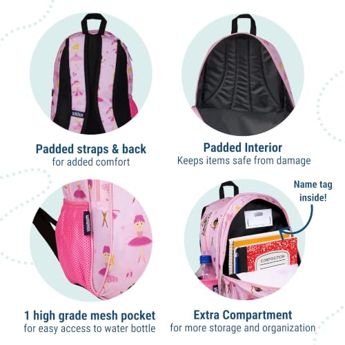 Image of Wildkin 15 Inch Backpack for Kids, Ballerina | Ages 5-10, padded straps, side water bottle pocket - coordinates with matching Wildkin lunch boxes and water bottles