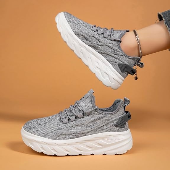 Image of Womens Tennis Shoes Sneakers Walking Running Gym Athletic Slip On Shoes Casual Workout Shoes for Women Lightweight Comfortable Breathable Gray US Size 6