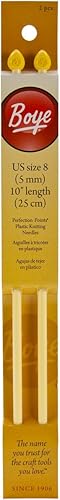 Boye 3241008008M - Juego de agujas de tejer rectas de plástico, talla 8 de EE. UU., 10 pulgadas de largo, 2 piezas