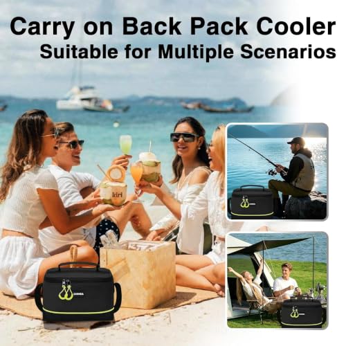 Image of Backpack Cooler Insulated Leakproof, Soft Cooler for Outdoor Camping Hiking | 7.5x13x18in, leakproof liner, waterproof oxford, multi pockets, wine opener, for camping hiking picnic fishing
