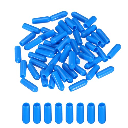 Image of MECCANIXITY 50pcs 4mm Rubber End Caps Cover PVC Vinyl Screw Thread Protector Round Wire Shelf Caps for Screw Bolt Pipe Fence Post, Light Blue