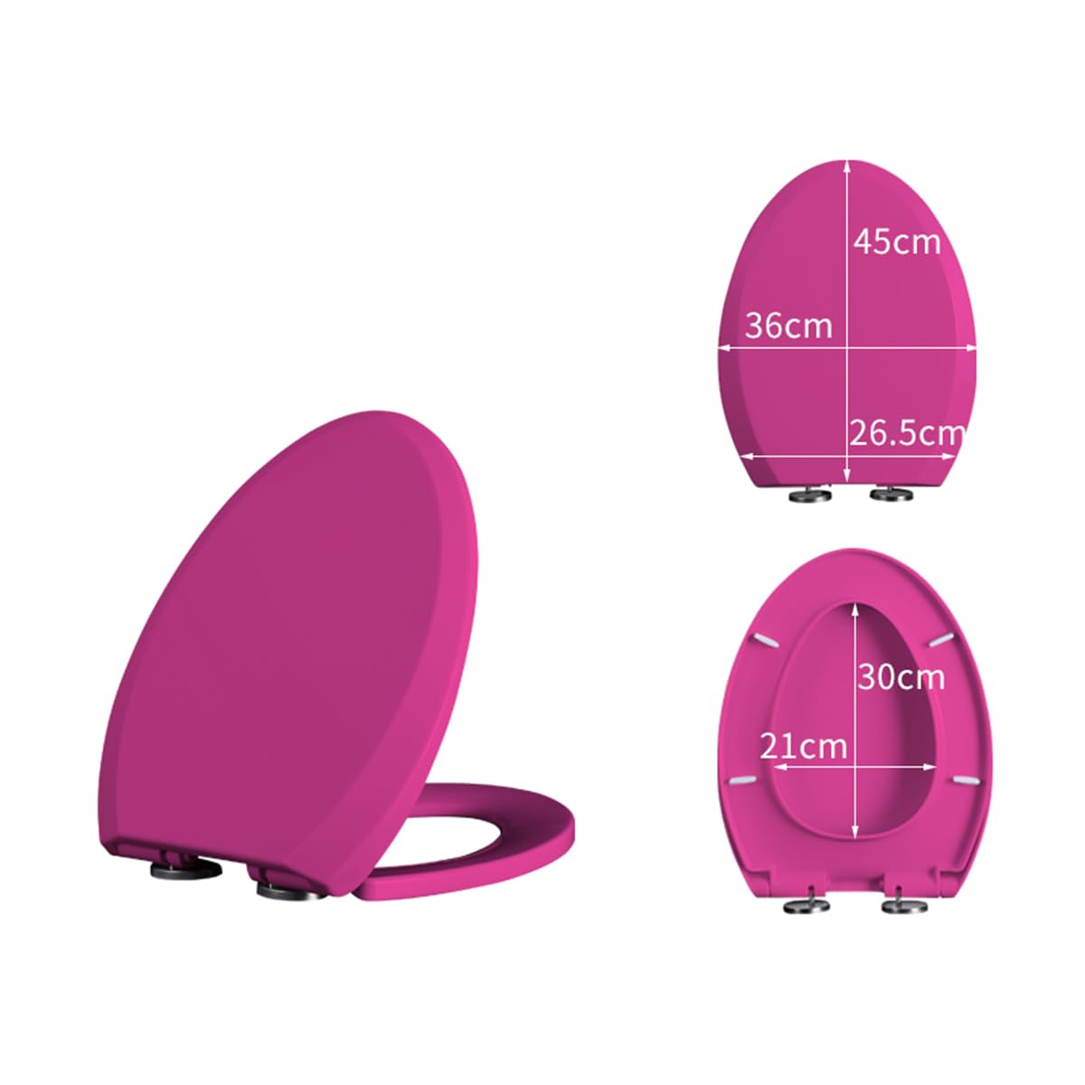 Asiento de Inodoro Alargado de Cierre Lento, Color Morado, de plástico Antideslizante, Cierre Suave, Ovalado, fácil de Instalar y Limpiar.