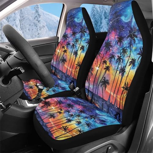Housses de siège de voiture palmier couché de soleil pour berline et camion 52x138cm