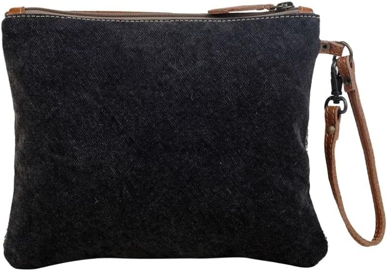 Myra Bag Hope Pouch - 9.5x8 Western Travel Makeup Bag, Organizer with Canvas and Leather Wrist Strap, Small Travel Toiletry Bag for Women, Compact Cosmetics Case, Cute Skincare Pouch, Boho Gift