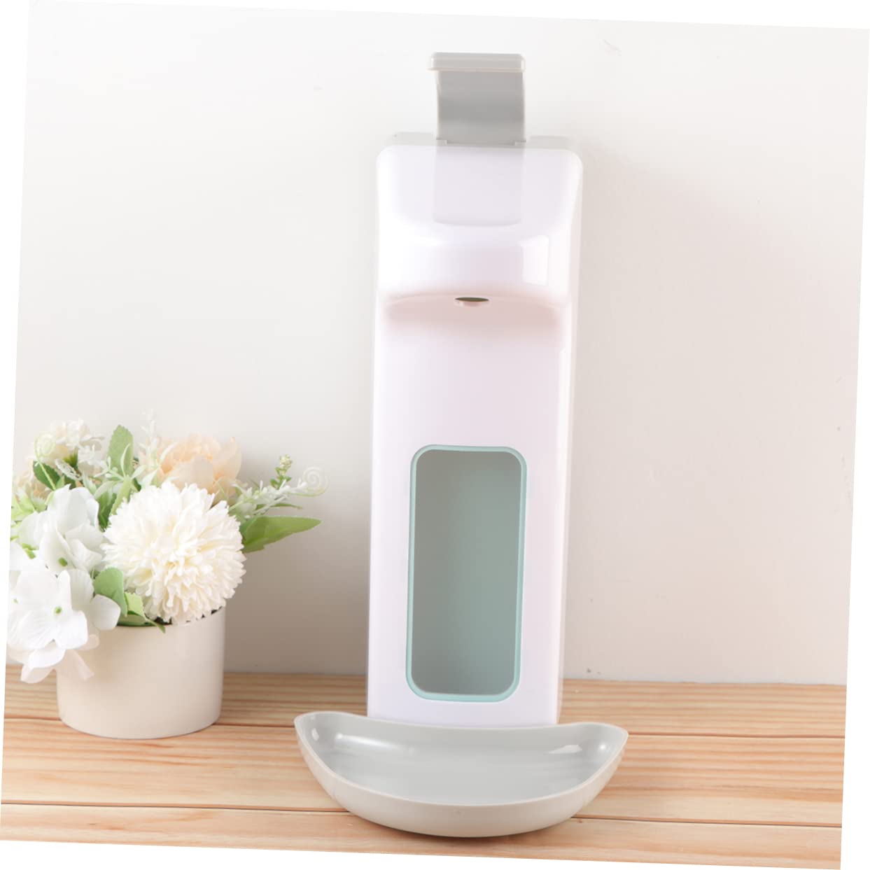 Dispensador de Jabón Líquido de Pared 1000ml Acero Inoxidable Abs | Blanco, Operación Manual Pulsador de Codo, 1 Pieza, Formato Colgante para Hotel y Hogar