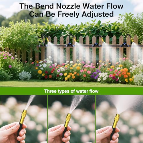 MIXC 100Ft 1/4" Drip Irrigation System,2025-Upgrade Garden Irrigation Kit with 16pcs Adjustable Copper Nozzles,Automatic Atomizing Watering Sprinkler System for Outdoor,Raisedbed,Lawn,Greenhouse - Image 4