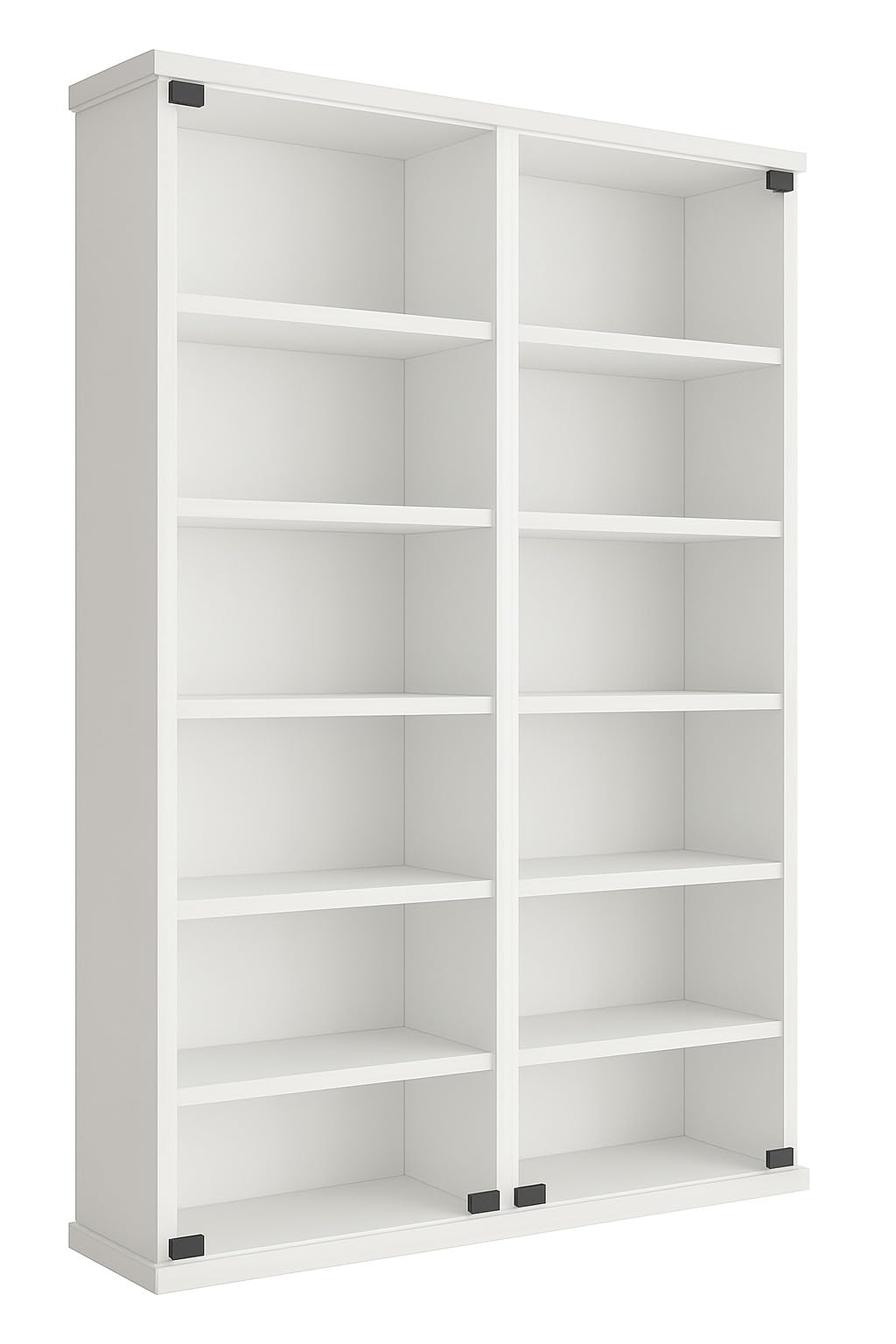 VCM Holz CD DVD Wandregal/Wandvitrine | Vitrine mit 2 ESG-Sicherheitsglastüren. | Maße: H. 92 x B. 60 x T. 18 cm | 10 variable Einlegeböden - Zuntisa Weiß