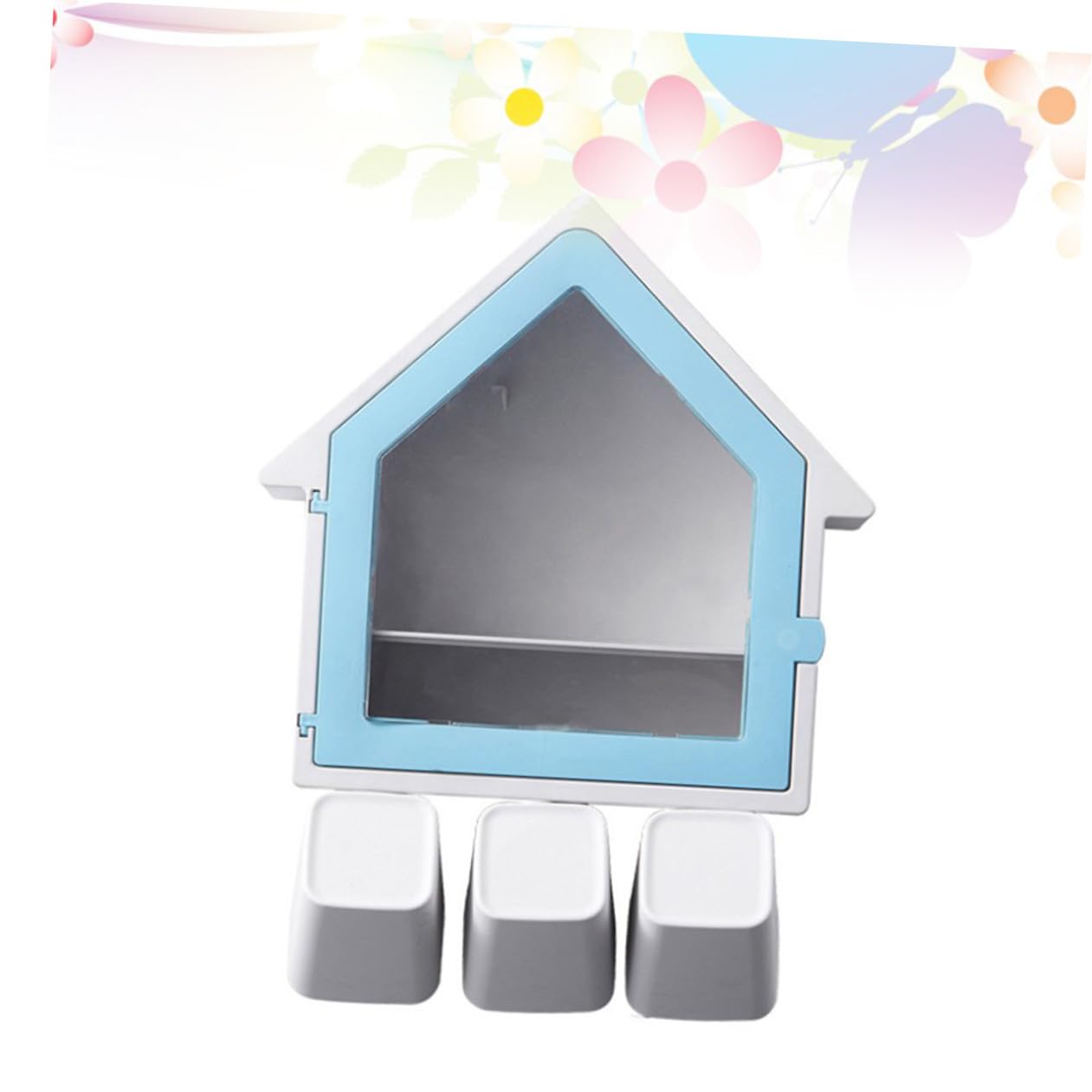 Portaspazzolino da Muro a Forma di Casa Supporto per Bicchiere, senza Foratura, in Abs + Pp, Accessori Bagno per Spazzolino Manuale ed Elettrico