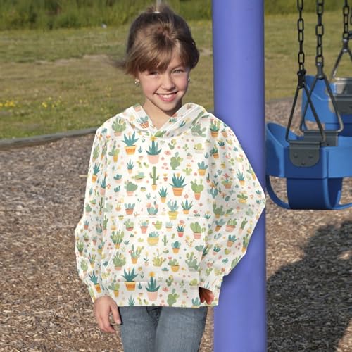 KLL Colored Succulents and Cactus Floral Unisex Girls Boys Sweatshirt Fashion Hoodies Kangaroo Pocket4