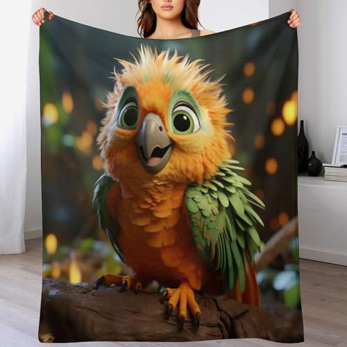 Couverture jeté flannel oiseau mignon 100x130cm plaid canapé