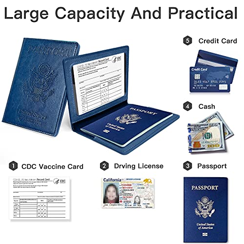 Cokokert Passport And Vaccine Card Holder Combo,Passport Cover Case With Vaccination Card Slot,Pu Leather Travel Documents Organizer Protector For Women Men #TOP2
