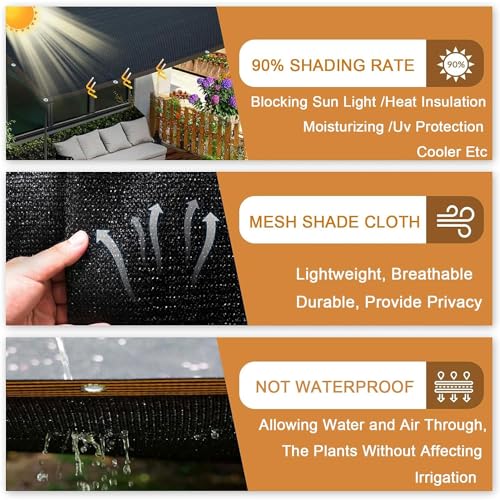 Schattierungsnetz 2x4M,Sonnenschutznetz mit ösen,Sichtschutzgewebe 90% Schattierwirkung,Sonnenschutznetz gewächshaus,Schattennetz Garten, Sonnenschutz Netz Schwarze