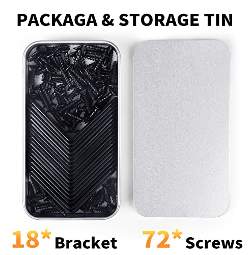 18PCS L Bracket Corner Bracket, FATLODA Stainless Steel L Brackets for Shelves, Black Small Right Angle Bracket, Metal Corner Brace for Wood Furniture Cabinet Chair with 72PCS Screws (1.57x1.57 in) - Image 3