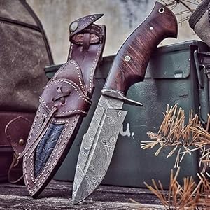 BIGCAT ROAR Damaskus Jagdmesser mit fester Klinge